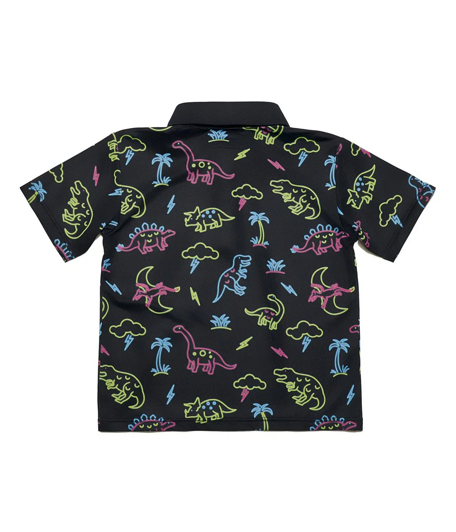 Toddler Boy's Neon Dinosaur Polo Shirt - Image 5