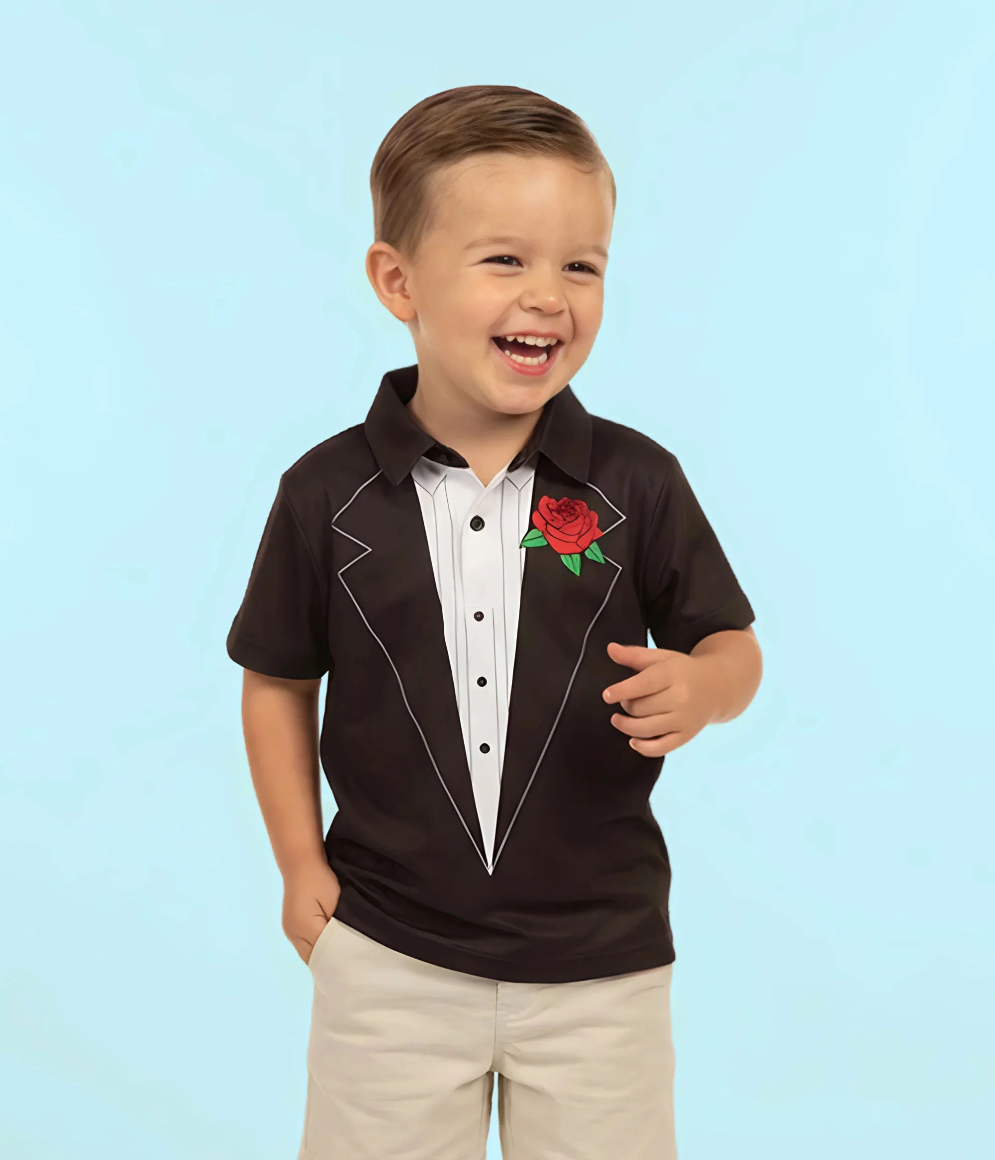 Toddler Boy's Tuxedo Golf Polo - Image 4