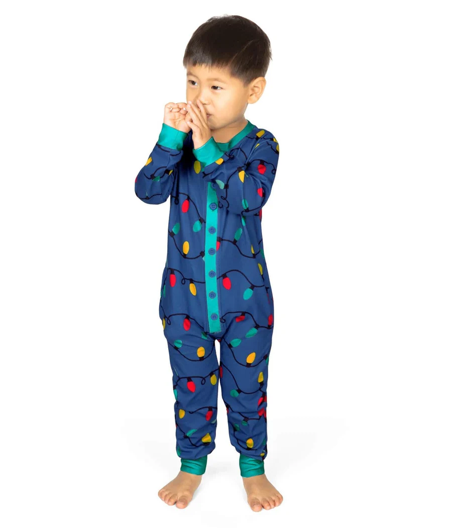 Toddler Boy's Christmas Lights Onesie Pajamas - Image 2
