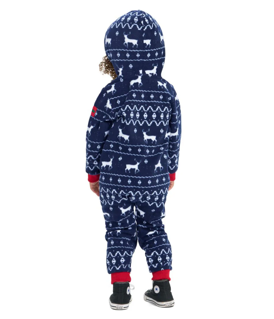 Toddler Boy's Blue Reindeer Jumpsuit - Image 2