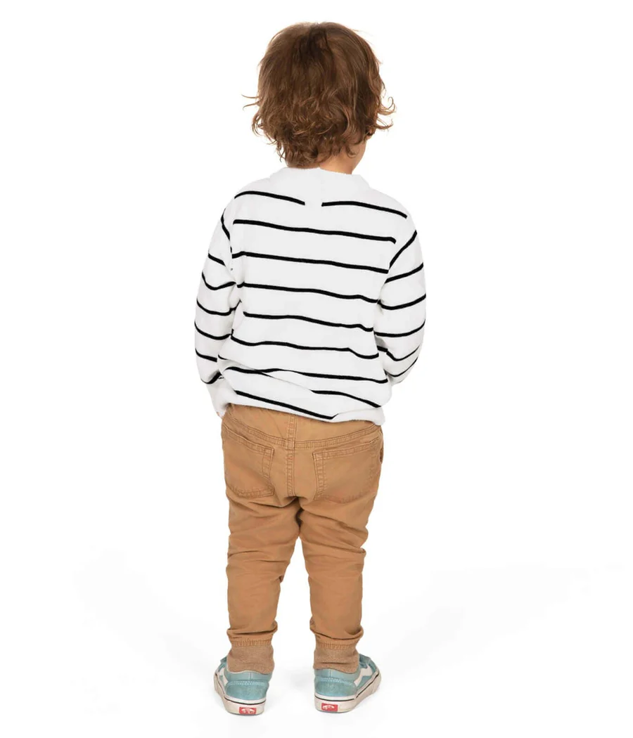 Toddler Boy's White Striped Tree Sweater - Image 3