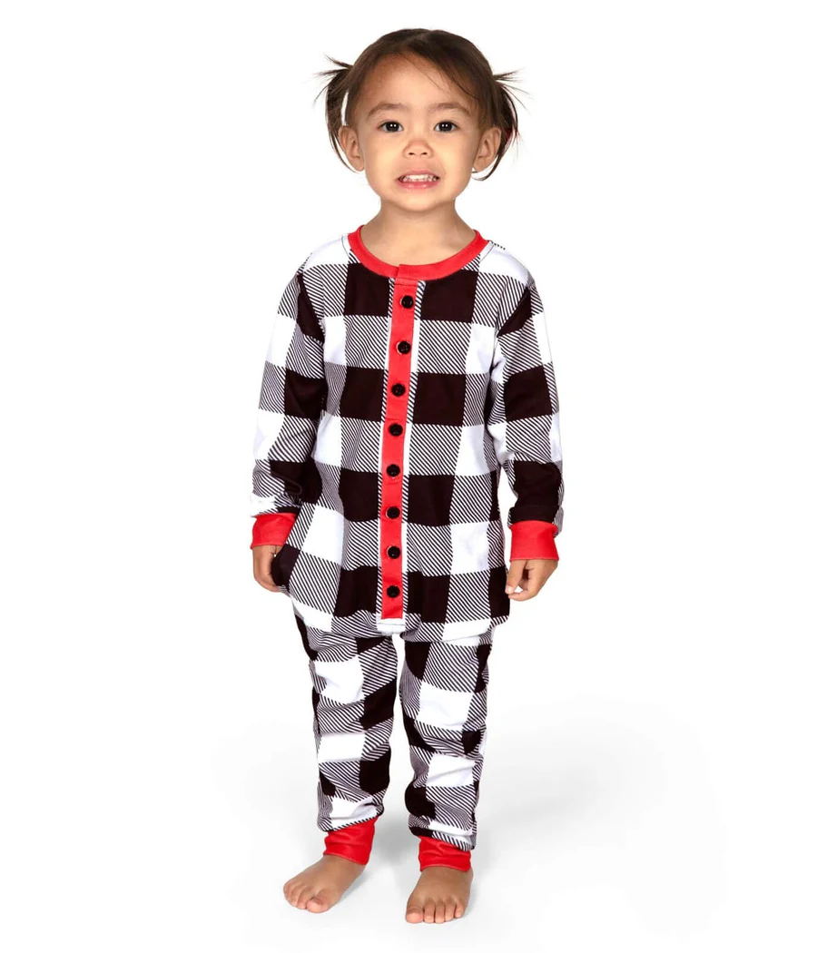 Toddler Girl's Christmas Crew Plaid Onesie Pajamas - Image 2