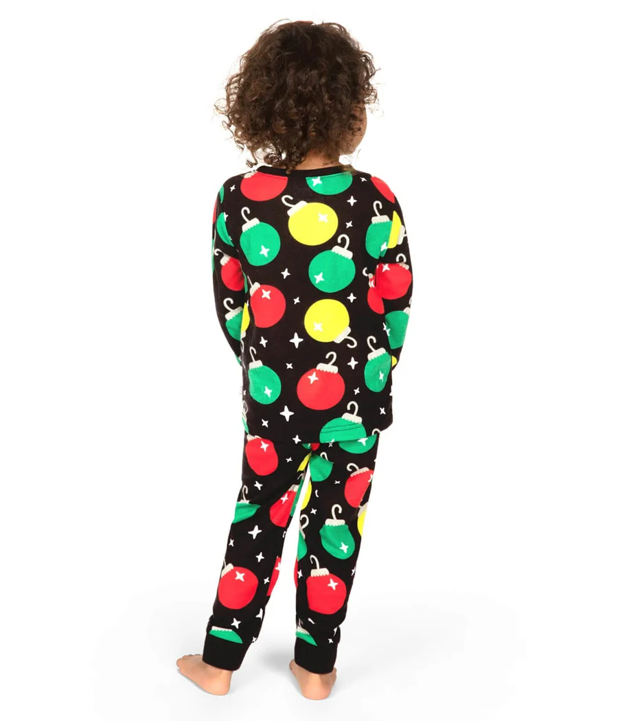 Toddler Girl's Ornaments Crew Neck Pajama Set - Image 3
