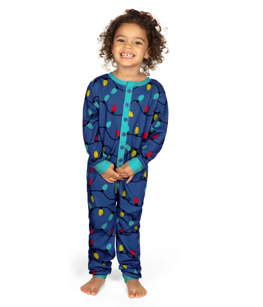 Toddler Girl's Christmas Lights Onesie Pajamas - Image 2