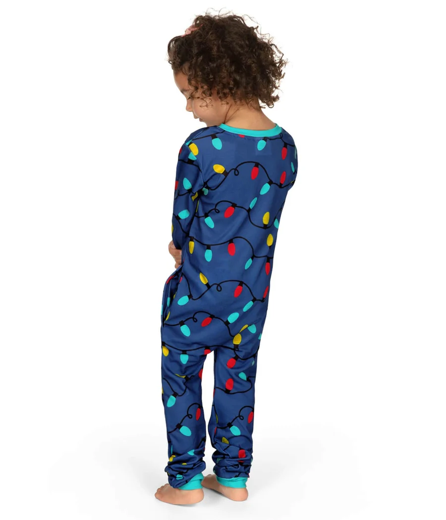 Toddler Girl's Christmas Lights Onesie Pajamas - Image 3
