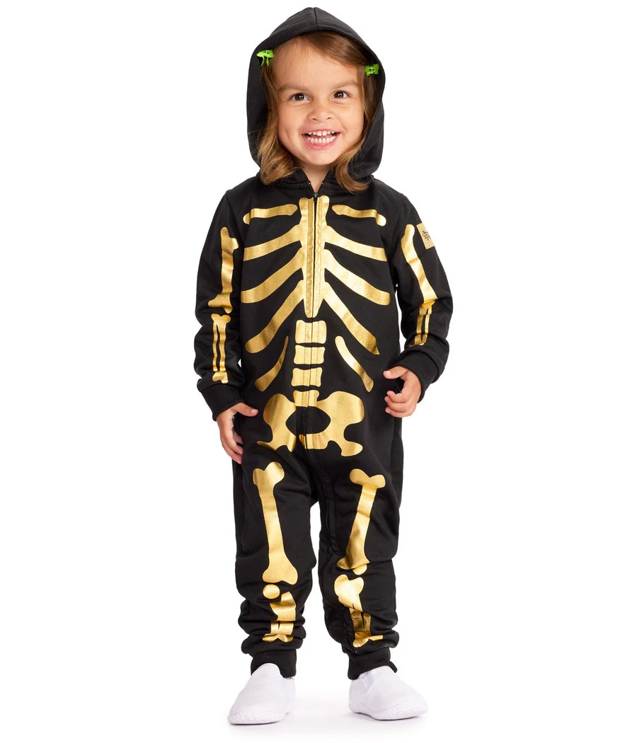 Toddler Girl's Gold Skeleton Costume