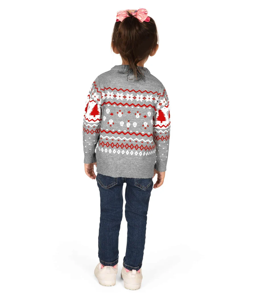 Toddler Girl's Grey Llama Sweater - Image 2