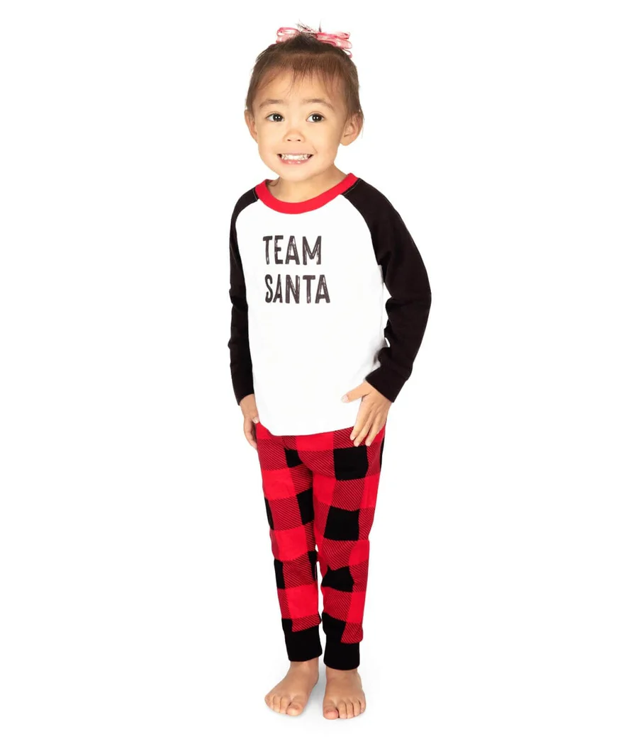 Toddler Girl's Team Santa Crew Neck Pajama Set - Image 2