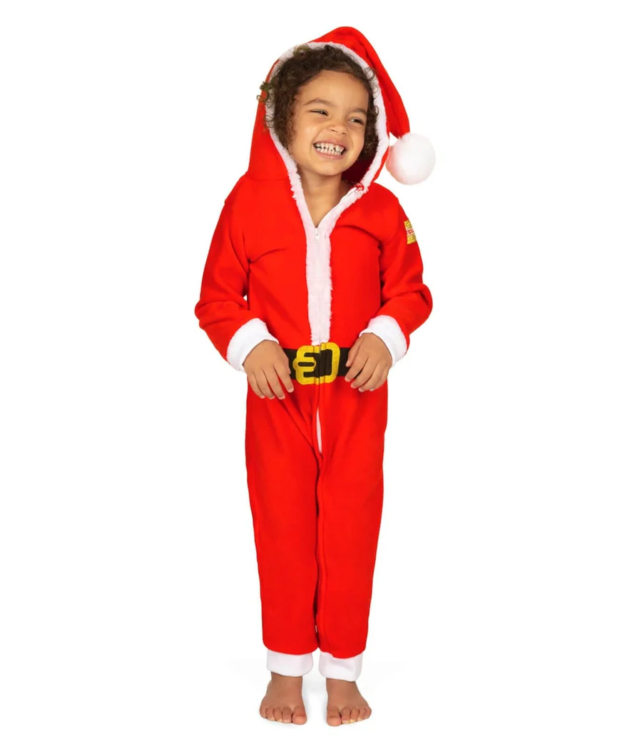 Toddler Girl's Santa Jumpsuit With Fur - Image 2