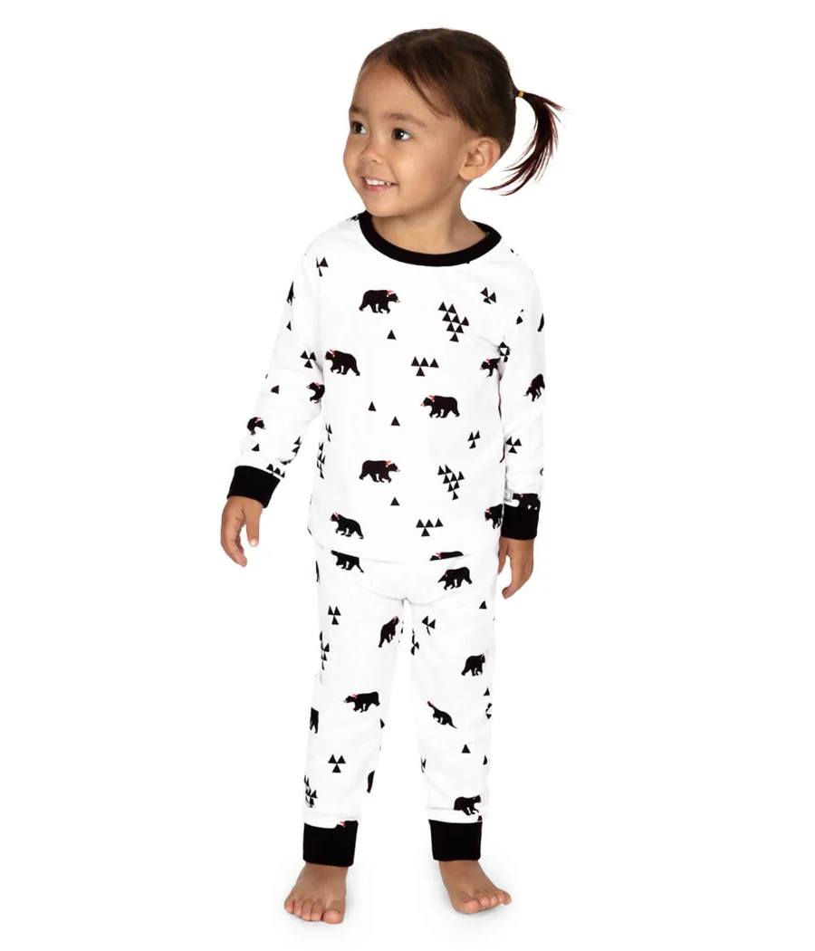 Toddler Girl's Beary Christmas Crew Neck Pajama Set - Image 2