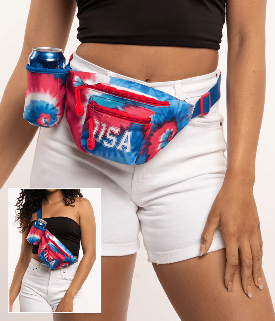 Tie Dye Fanny Pack with Drink Holder - Image 2