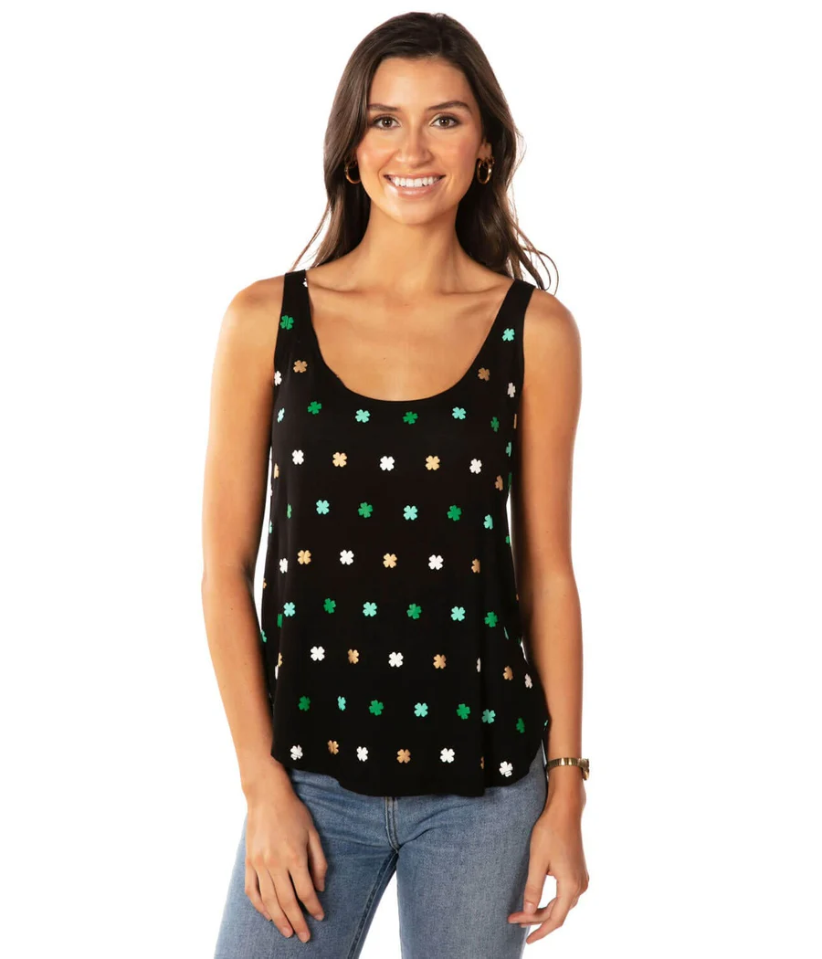 Women's All Over Clover Tank Top - Image 4