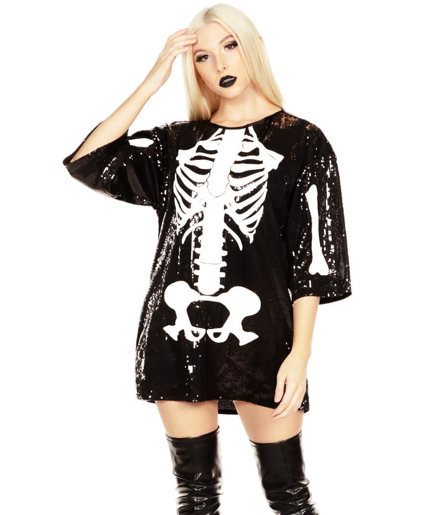 Sequined Skeleton Costume Dress - Image 4