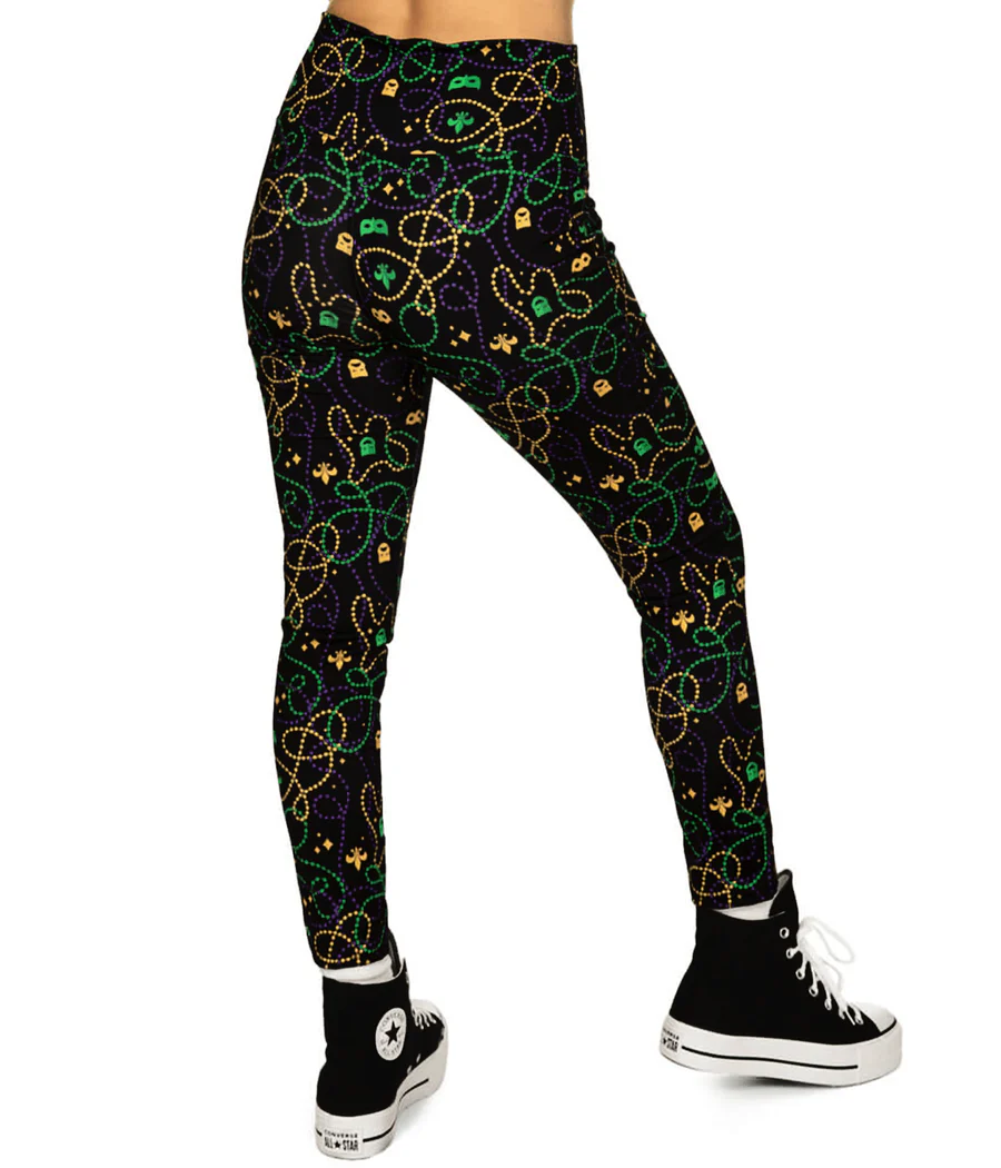 Black Beaded High Waisted Leggings - Image 2