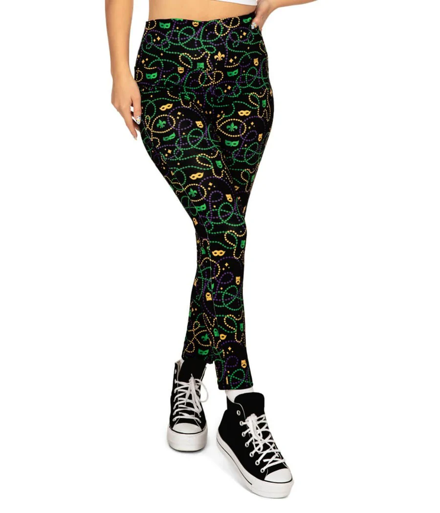 Black Beaded High Waisted Leggings - Image 3