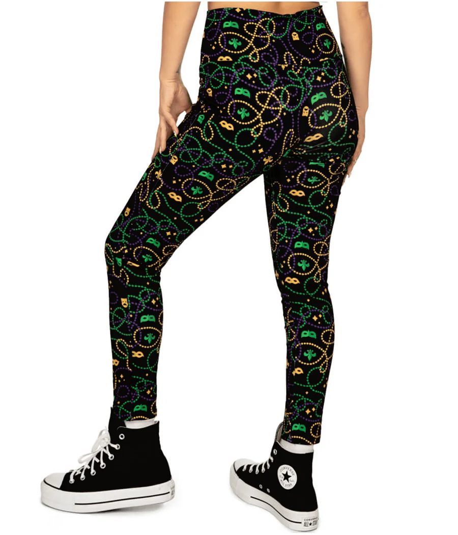 Black Beaded High Waisted Leggings - Image 4