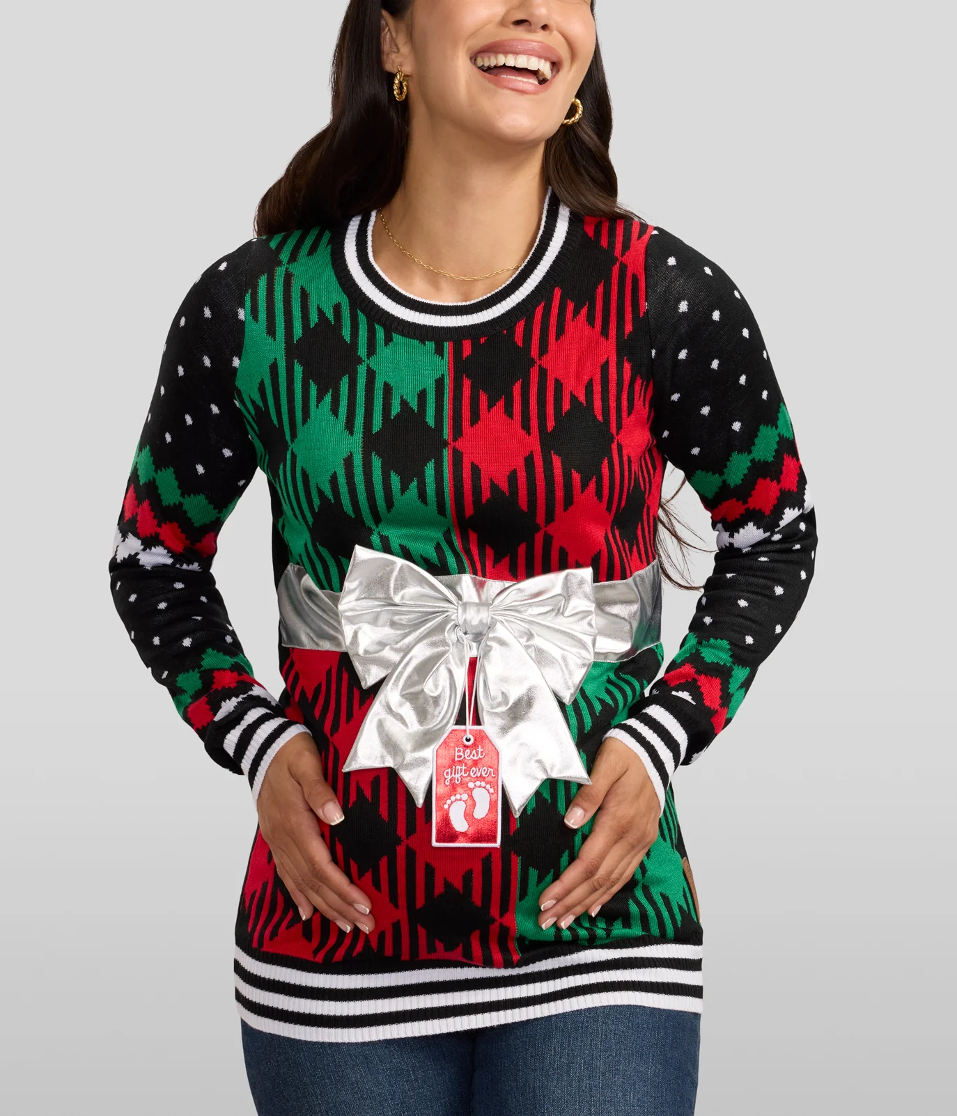 Women's Best Gift Ever Maternity Bow Christmas Sweater - Image 2