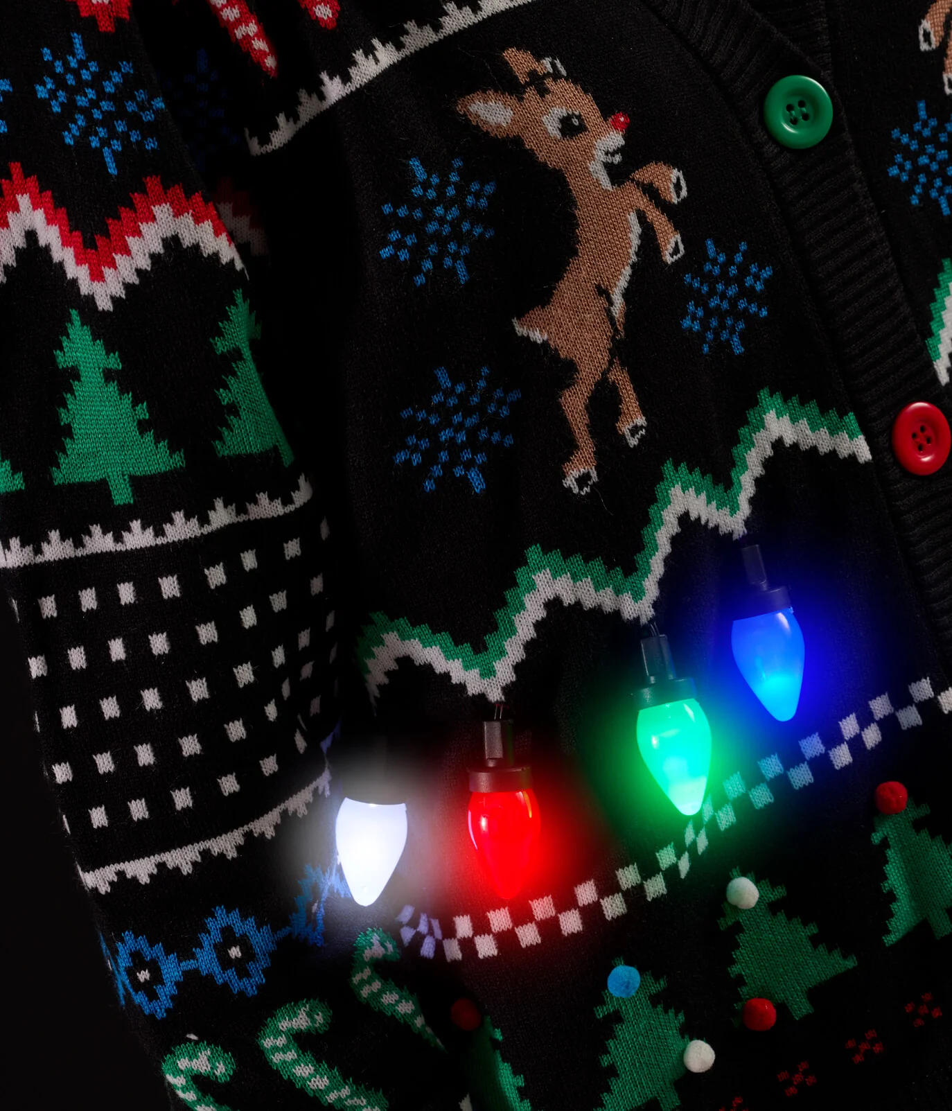 Women's Fair Isle Rudolph Light Up Christmas Cardigan Sweater - Image 6