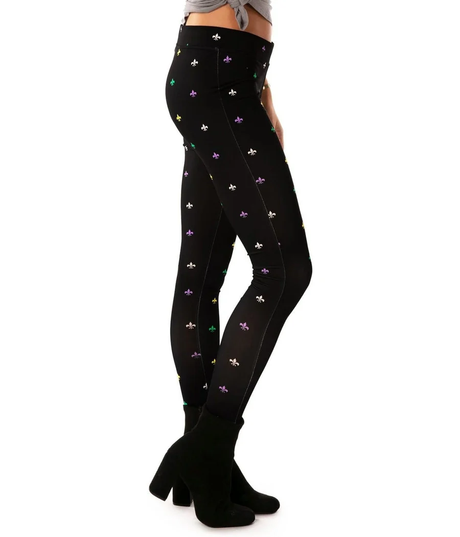 Black Fleur De Lis Leggings - Image 2