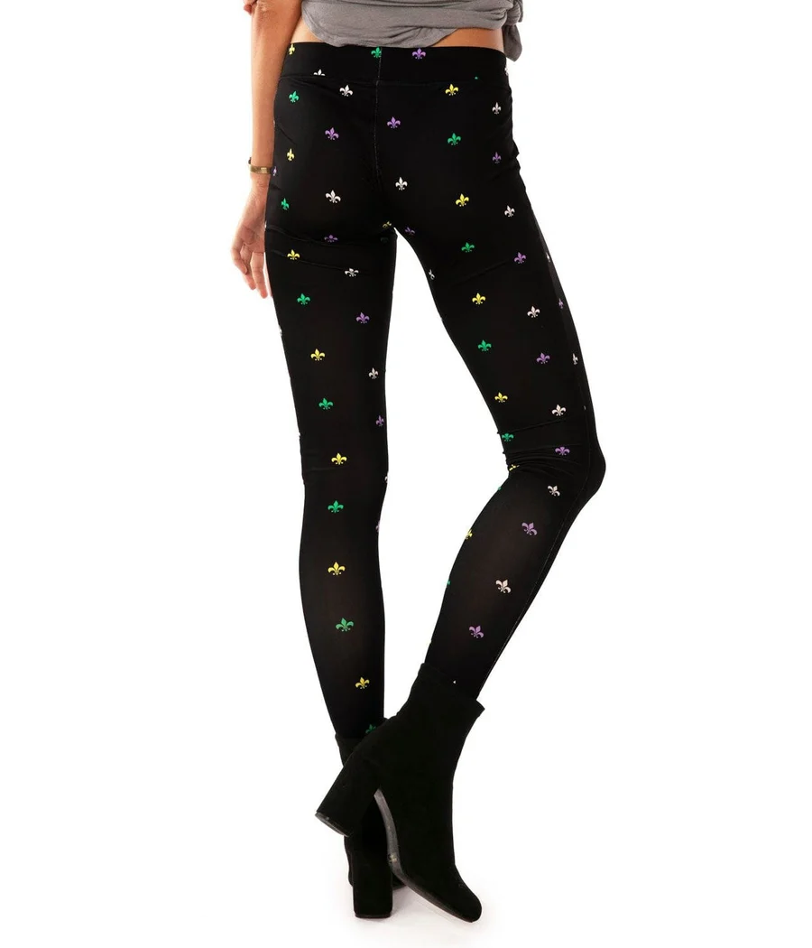 Black Fleur De Lis Leggings - Image 3