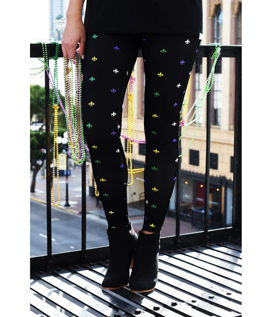Black Fleur De Lis Leggings - Image 4