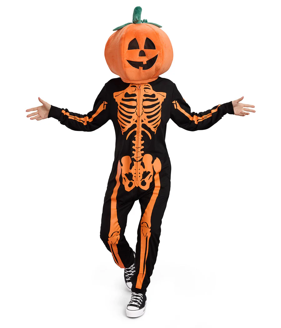 Women's Pumpkin Head Skeleton Costume - Image 2