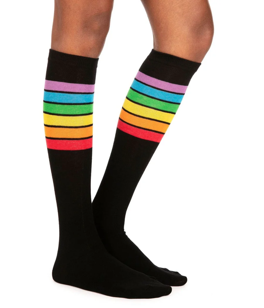 Women's Black Rainbow Socks (Fits Sizes 6-11W) - Image 3