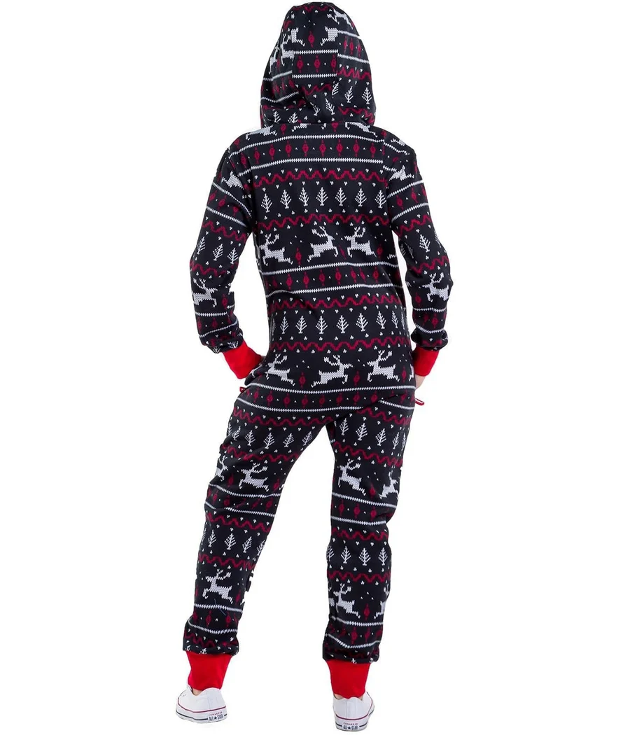 Women's Black and Red Fair Isle Jumpsuit - Image 2