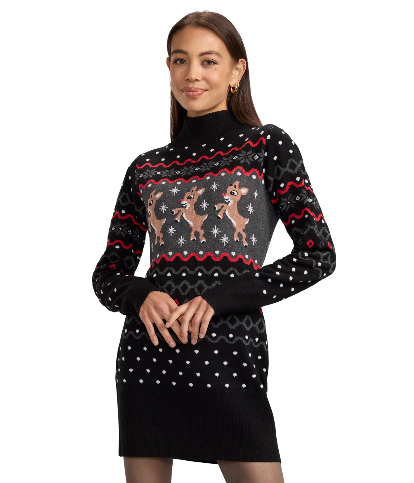 Women's Dark Rudolph Turtleneck Sweater Dress - Image 4