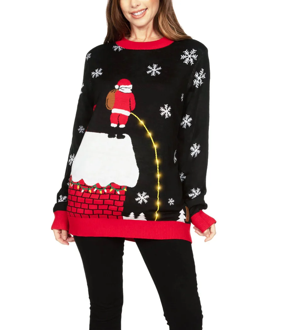 Women's Leaky Roof Light Up Oversized Christmas Sweater - Image 4