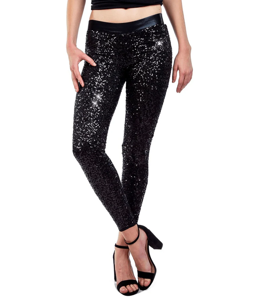 Black Sequin Leggings - Image 3