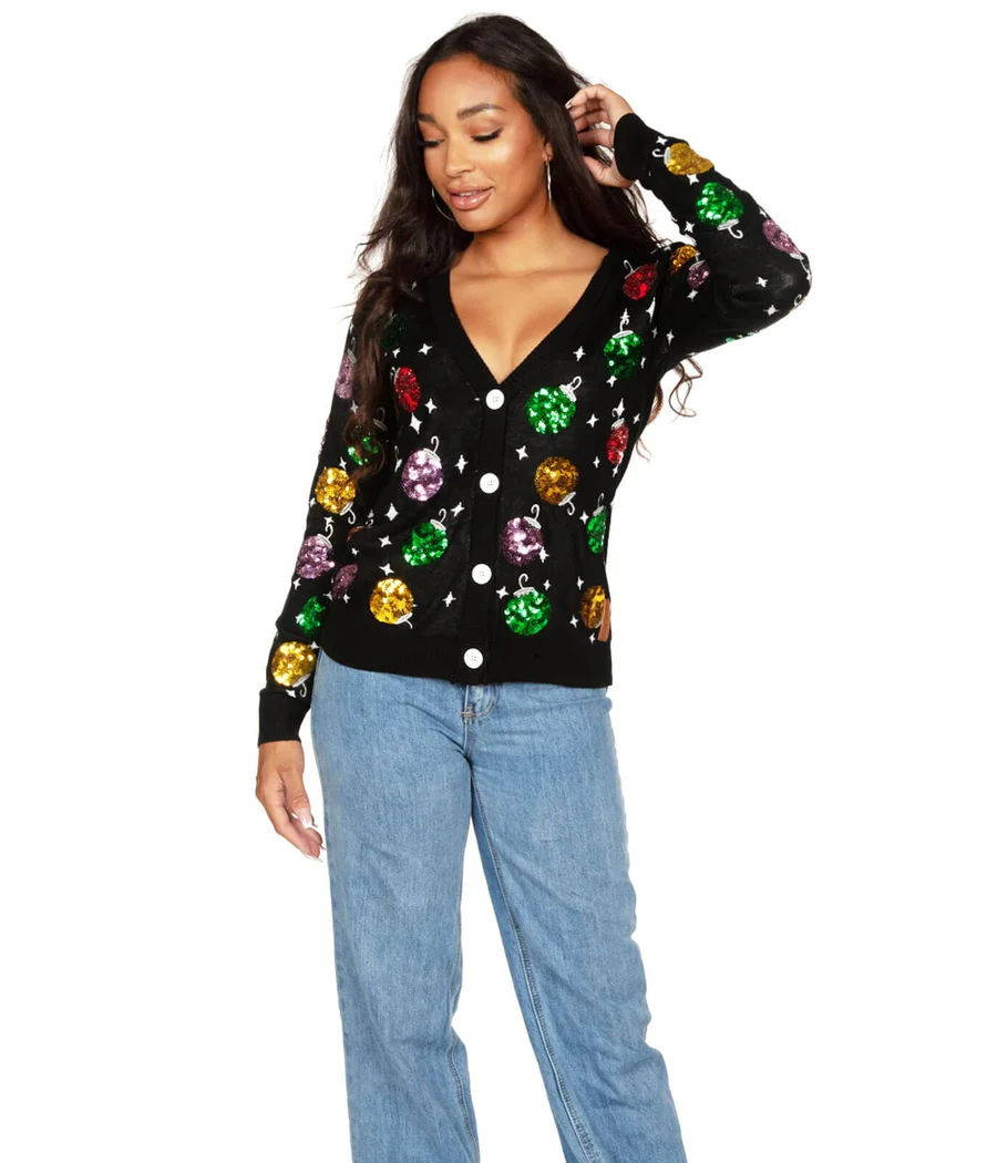 Women's Sequin Ornaments Cardigan Sweater - Image 4