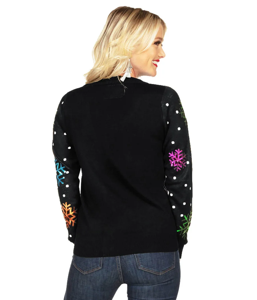 Women's Sequin Snowfall Ugly Christmas Cardigan Sweater - Image 2