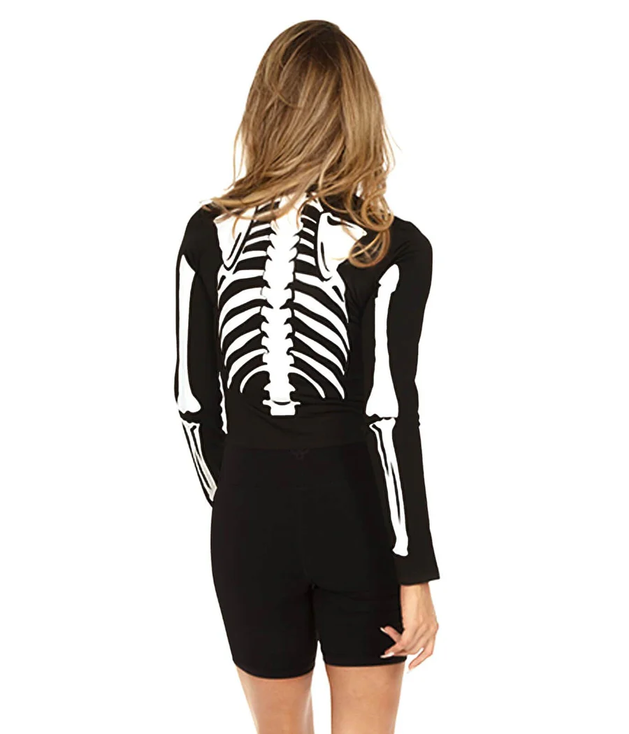 Women's Skeleton Long Sleeve Crop Top - Image 2