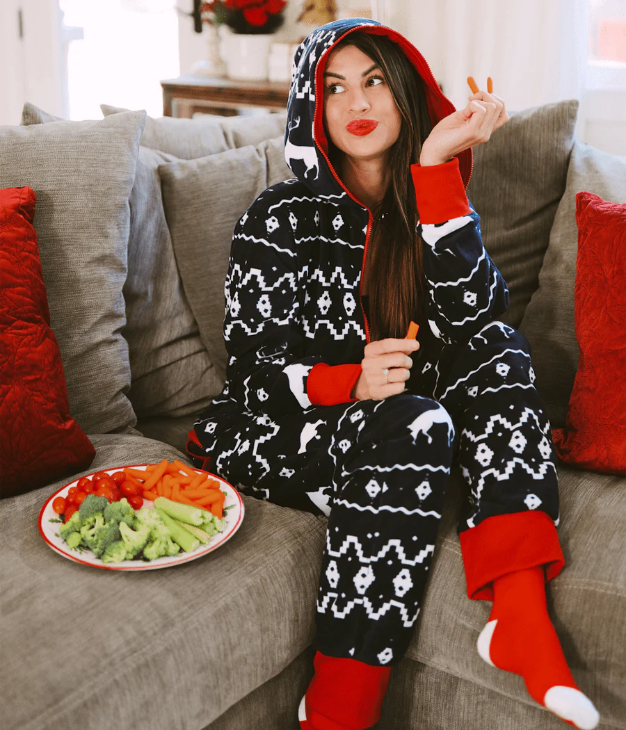 Women's Blue Reindeer Jumpsuit - Image 5