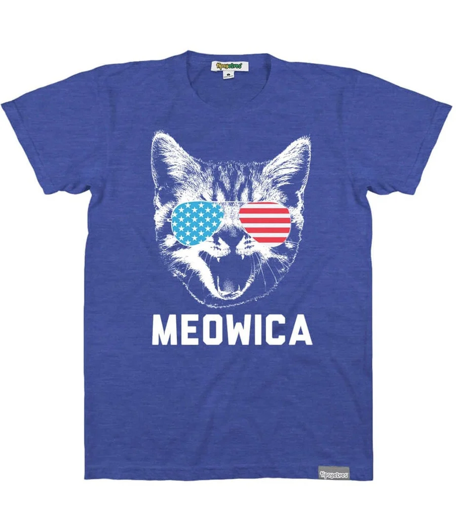 Women's Blue Meowica Oversized Boyfriend Tee - Image 3