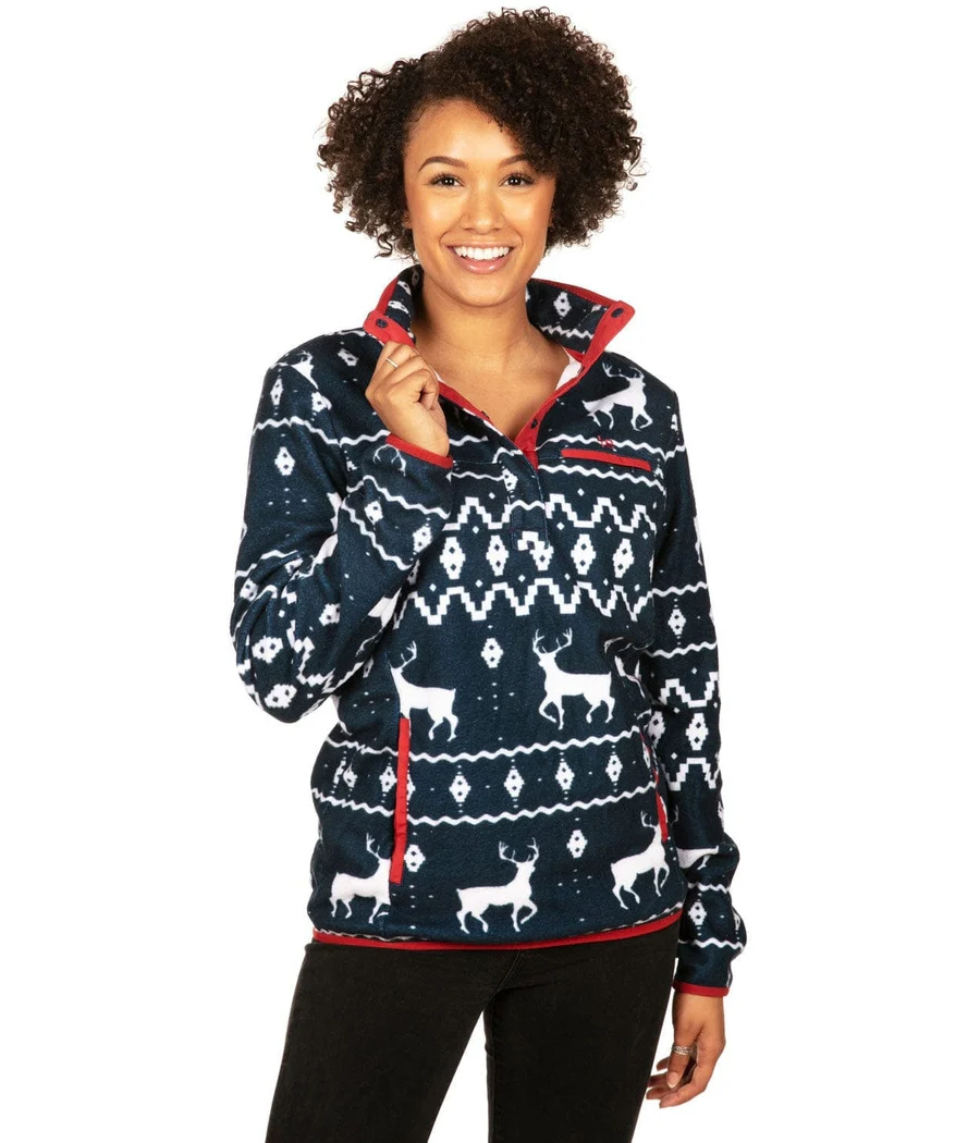 Women's Blue Reindeer Fleece - Image 2