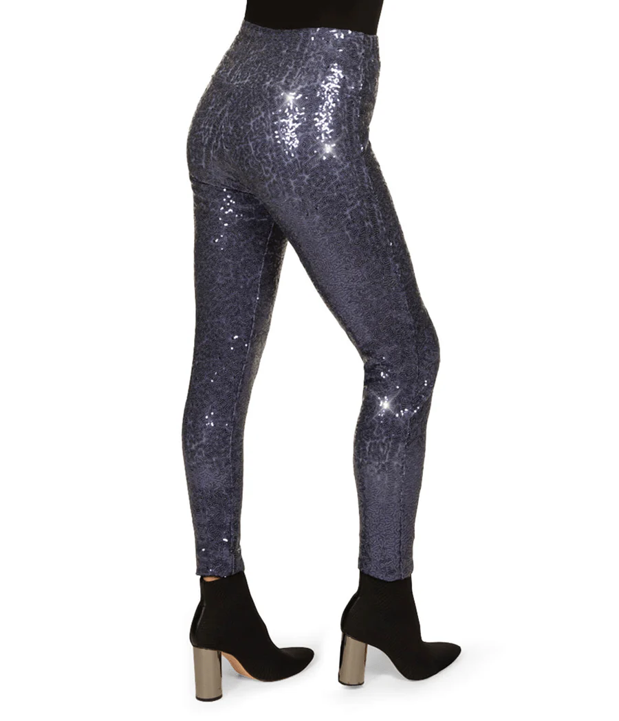Blue Sequin High Waisted Leggings - Image 2
