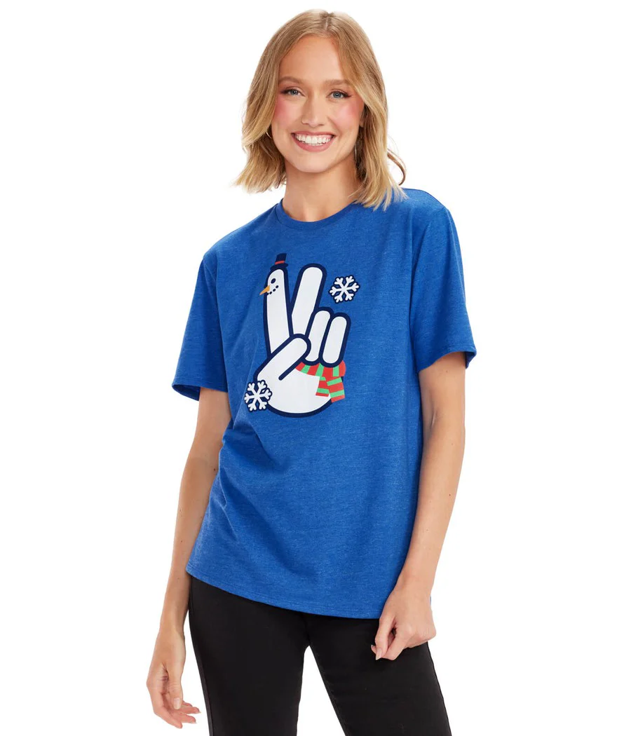 Women's Peace, Love, and Snow Oversized Boyfriend Tee - Image 2