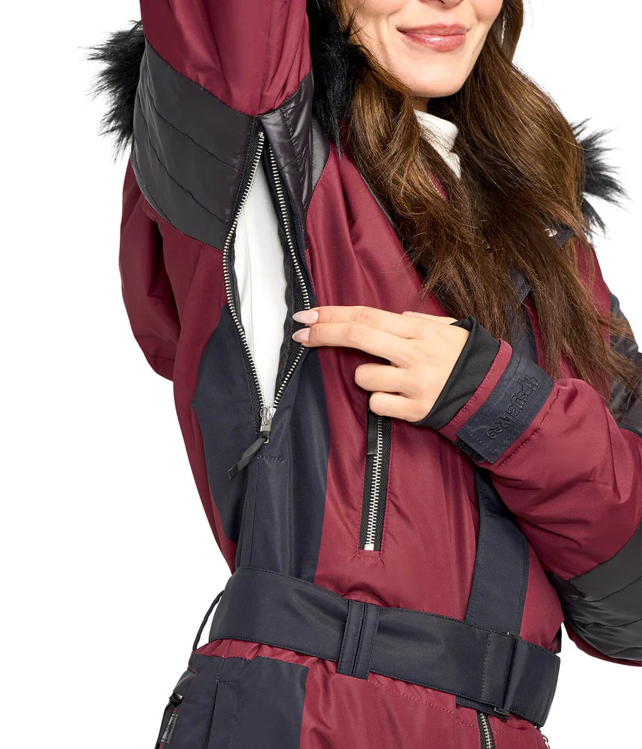 Women's Burgundy Blizzard Ski Suit - Image 3