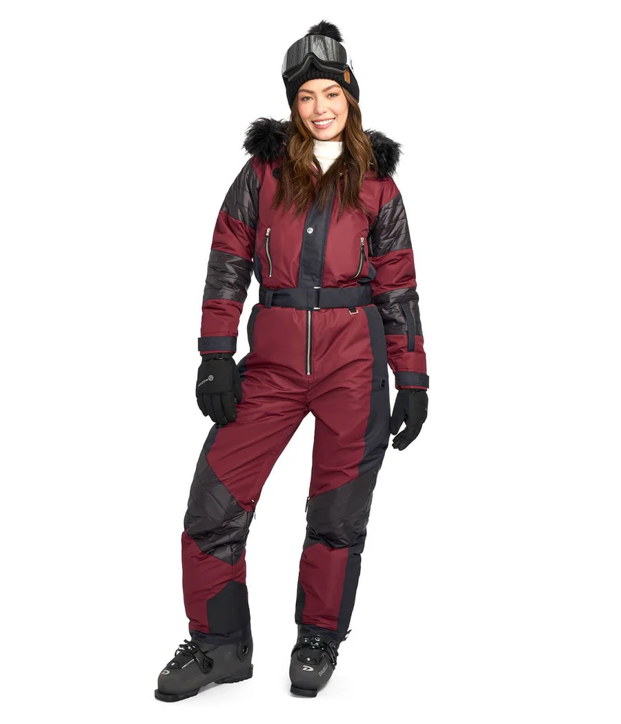 Women's Burgundy Blizzard Ski Suit - Image 6