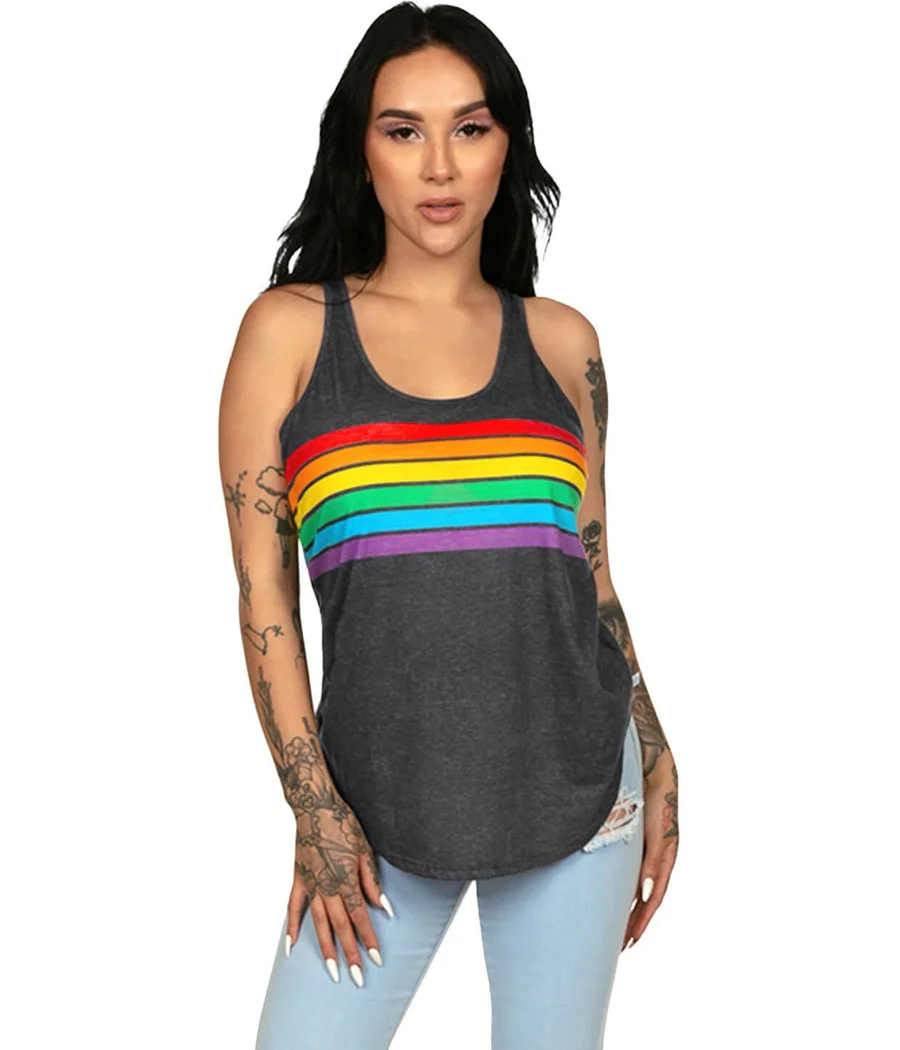 Charcoal Rainbow All the Way Racerback Tank Top - Image 2