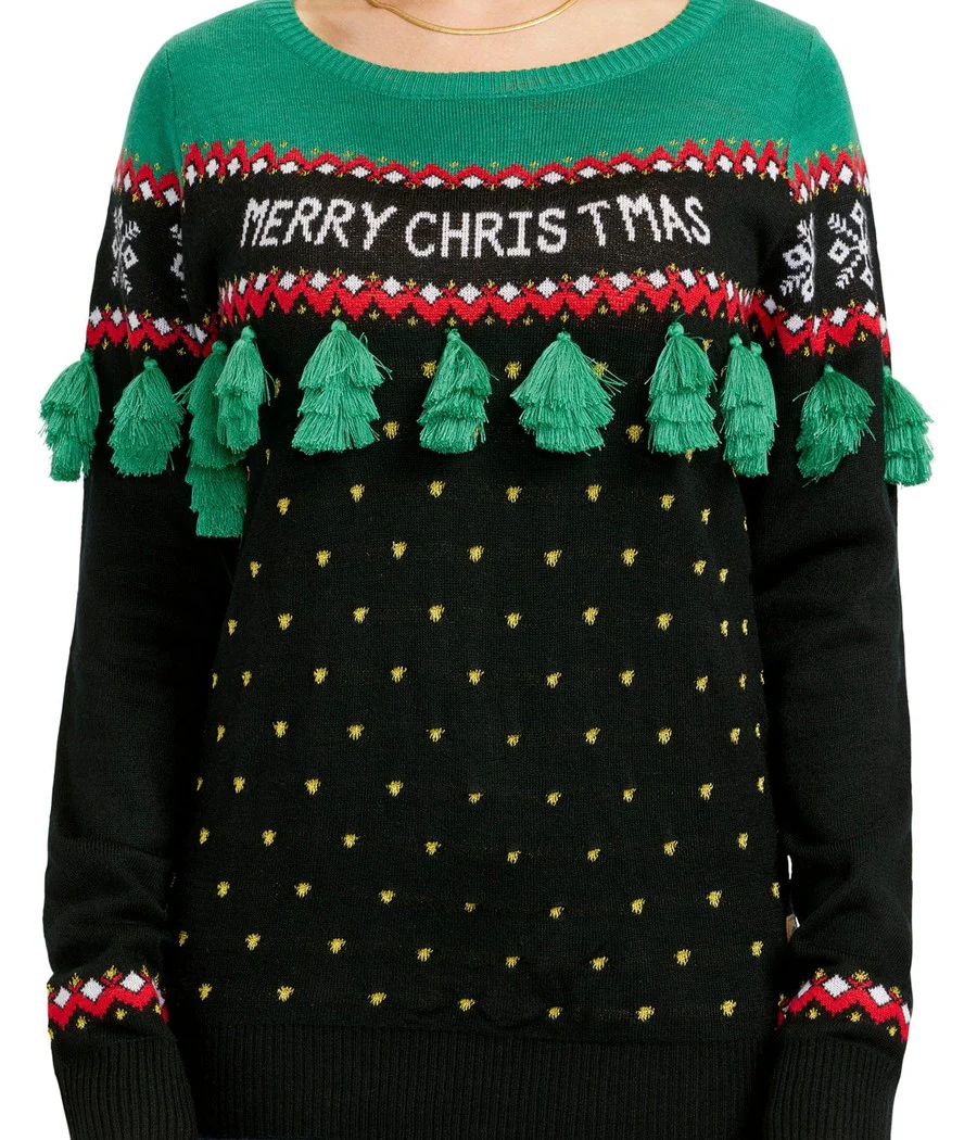 Women's Christmas Tree Tassel Ugly Christmas Sweater - Image 4
