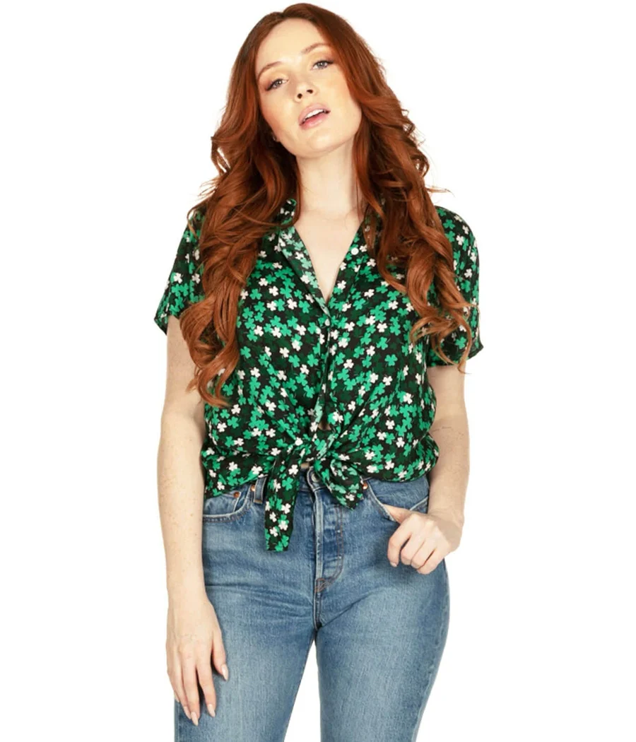 Women's Clover Floral Button Down Shirt - Image 2