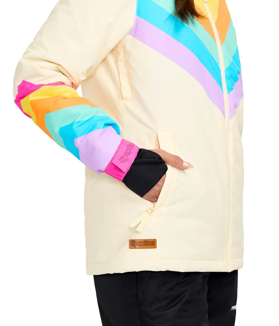 Women's Retro Rainbow Winter Jacket - Image 4