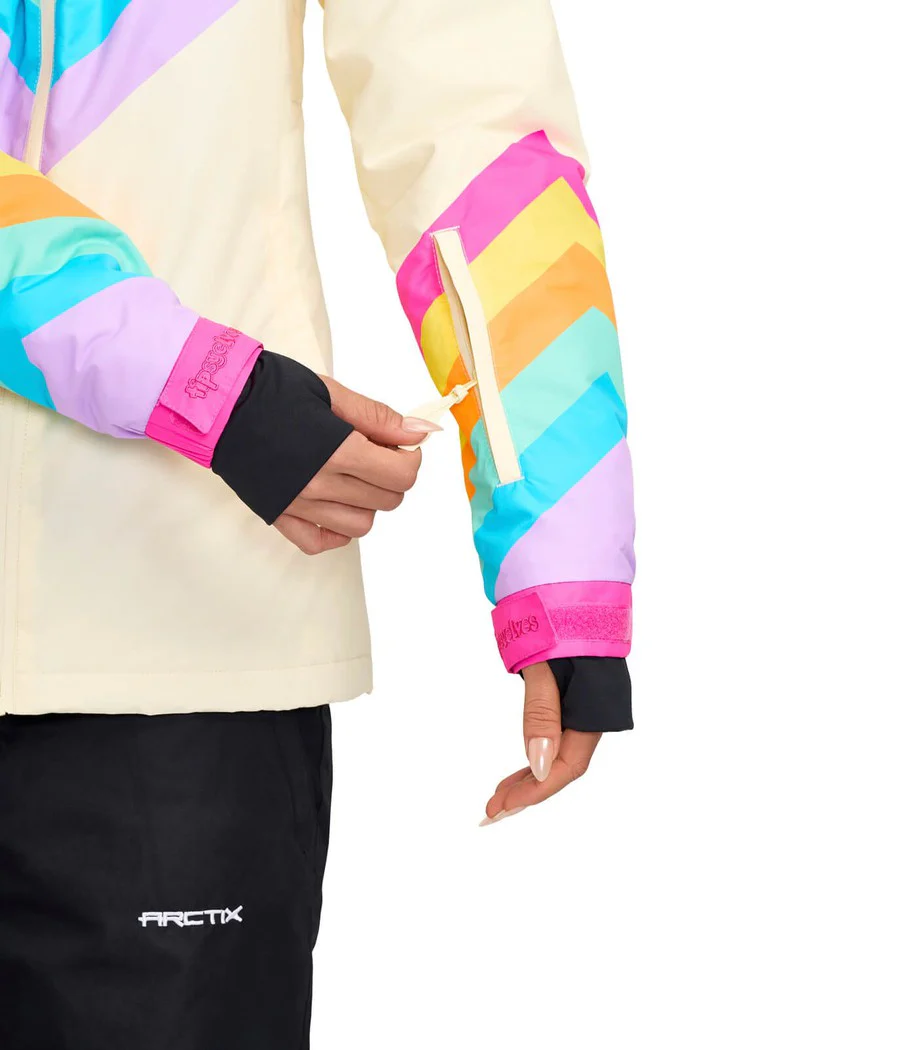 Women's Retro Rainbow Winter Jacket - Image 6