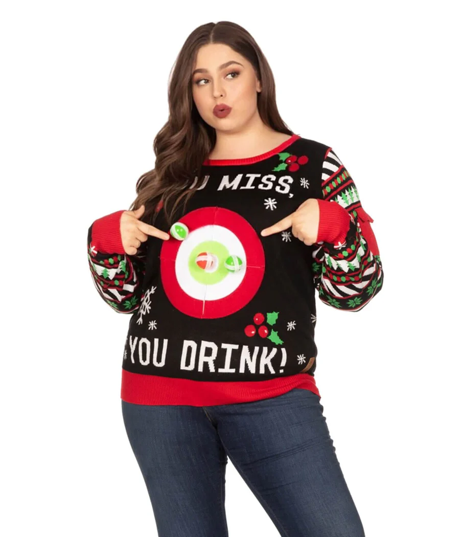 Women's Drinking Game Plus Size Ugly Christmas Sweater - Image 3