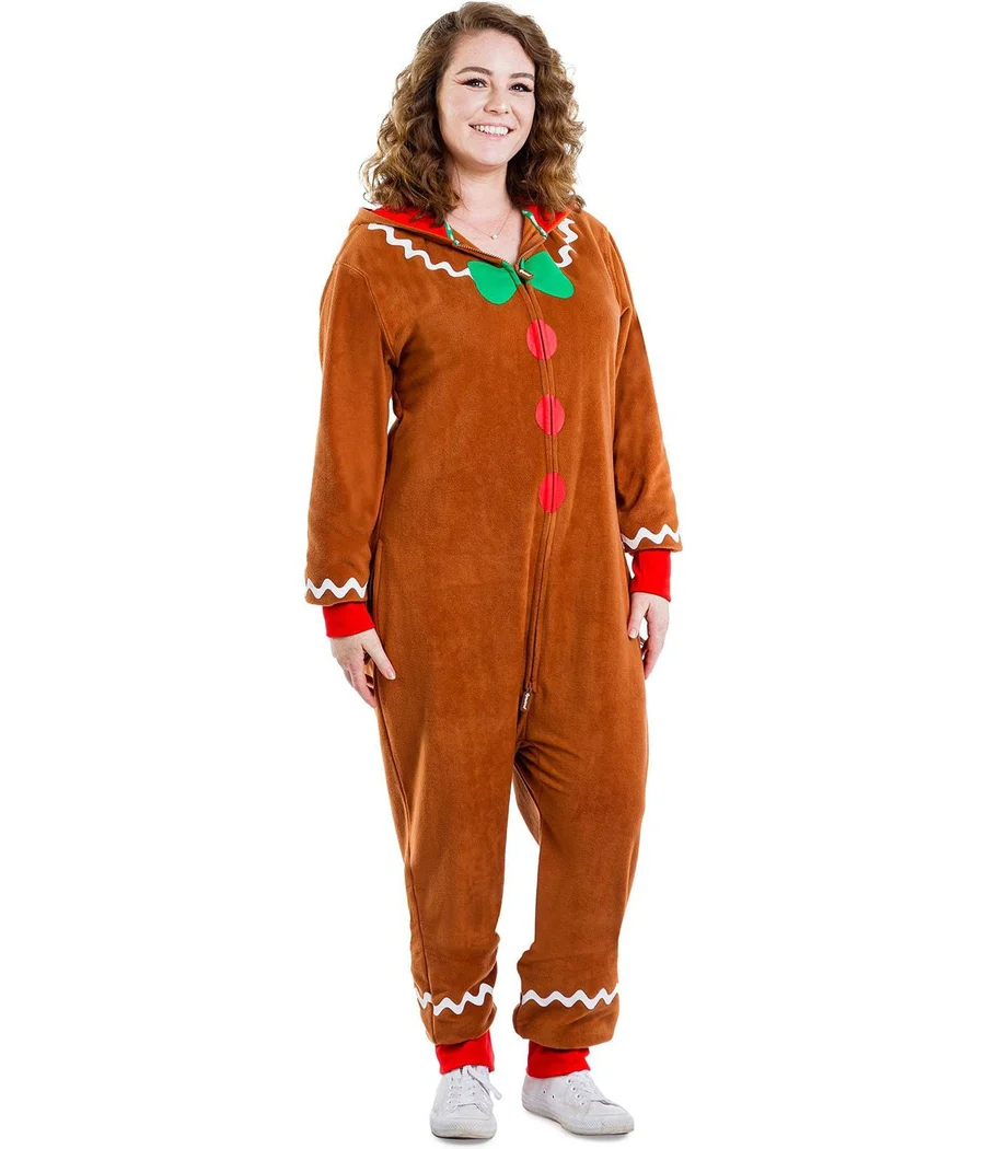 Women's Gingerbread Man Plus Size Jumpsuit - Image 3