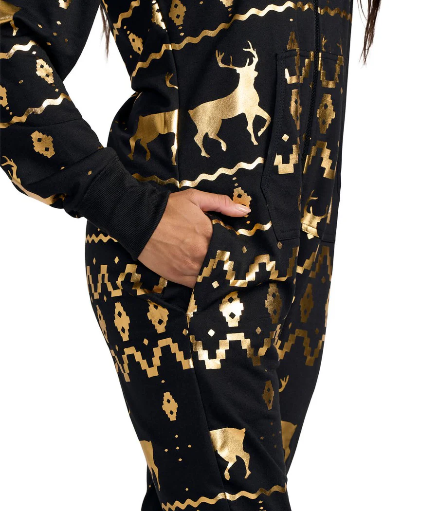 Women's Gold Foil Fair Isle Reindeer Jumpsuit - Image 3
