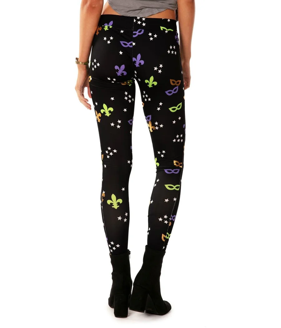 Women's Gold Foil Mardi Gras Leggings - Image 3